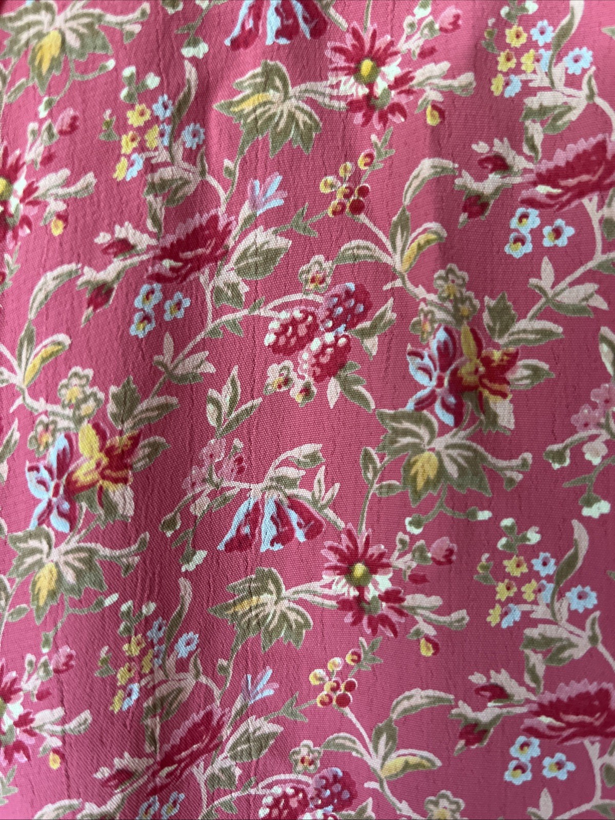 Vintage April Cornell Pink Raspberry Floral Sleeveless Wrap Dress Size M Rayon