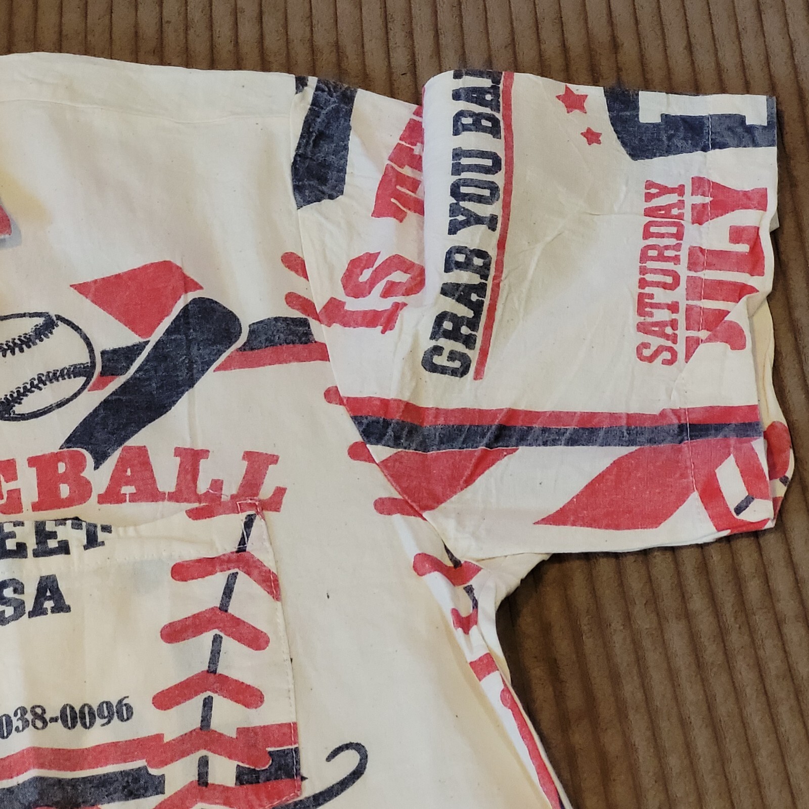Flour Sack Dress Baseball Junk Vintage Look Feed Sack Garden Hippie Boho 1 Size