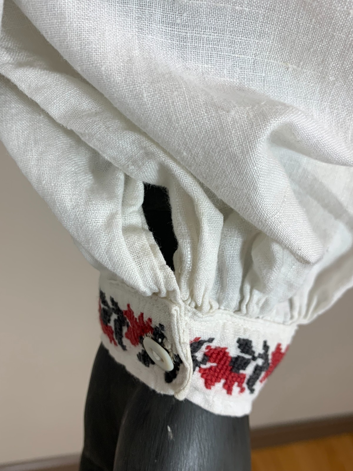 Vintage Ukrainian Embroidered Linen Vyshyvanka Dress Handmade Folk Shirt