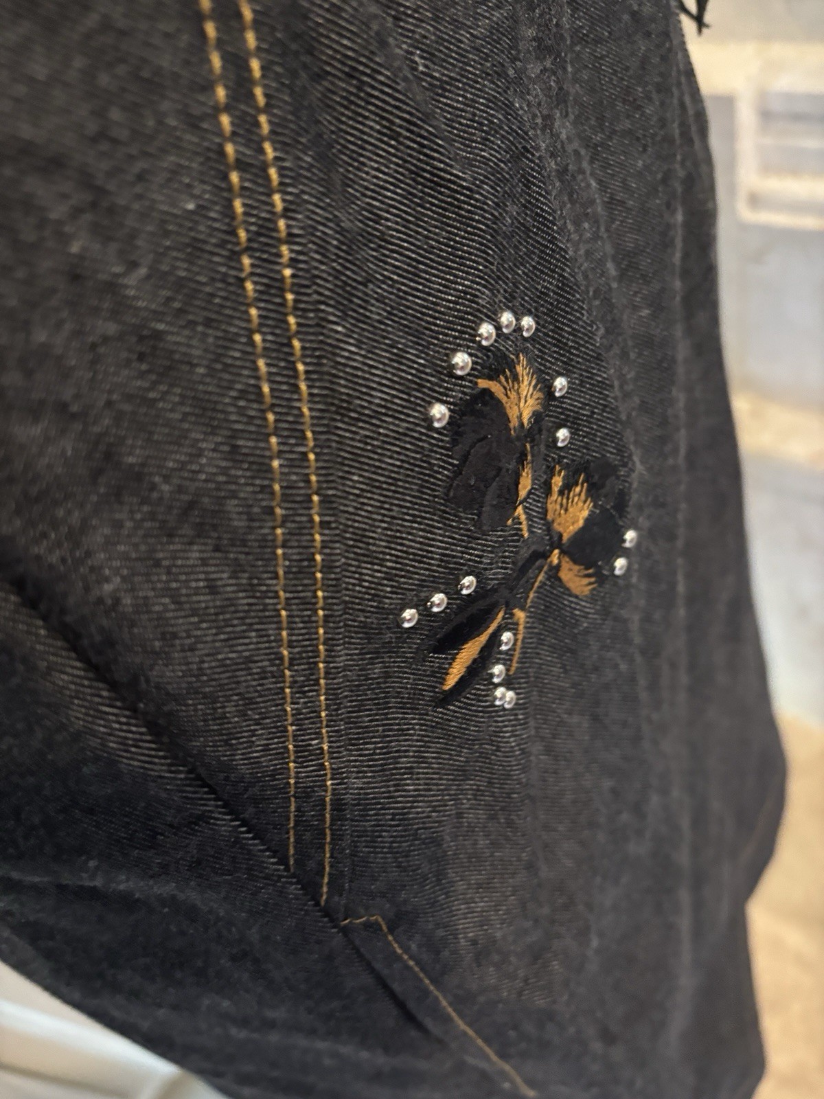 Coach 1941 Japanese denim black concho buttons dress 86966 embroidered Small