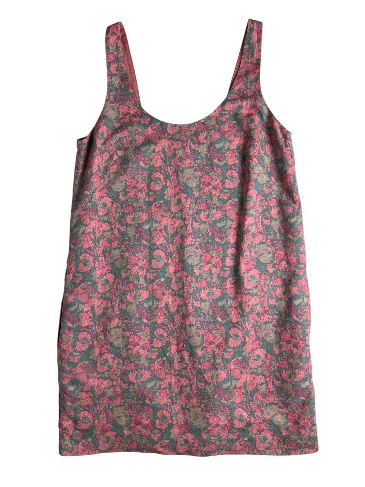A/X Armani Exchange Pink Floral Linen Blend Mini Tank Dress Size 4 Swim Coverup