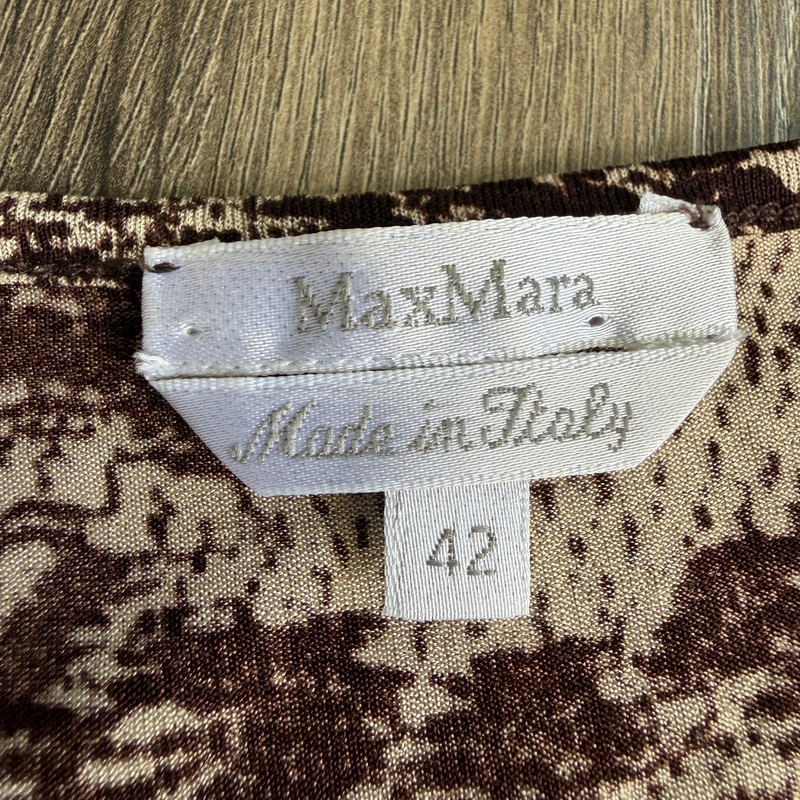 Max Mara Studio Espresso Paisley Viscose Midi Wrap Dress Size 8 / IT 42
