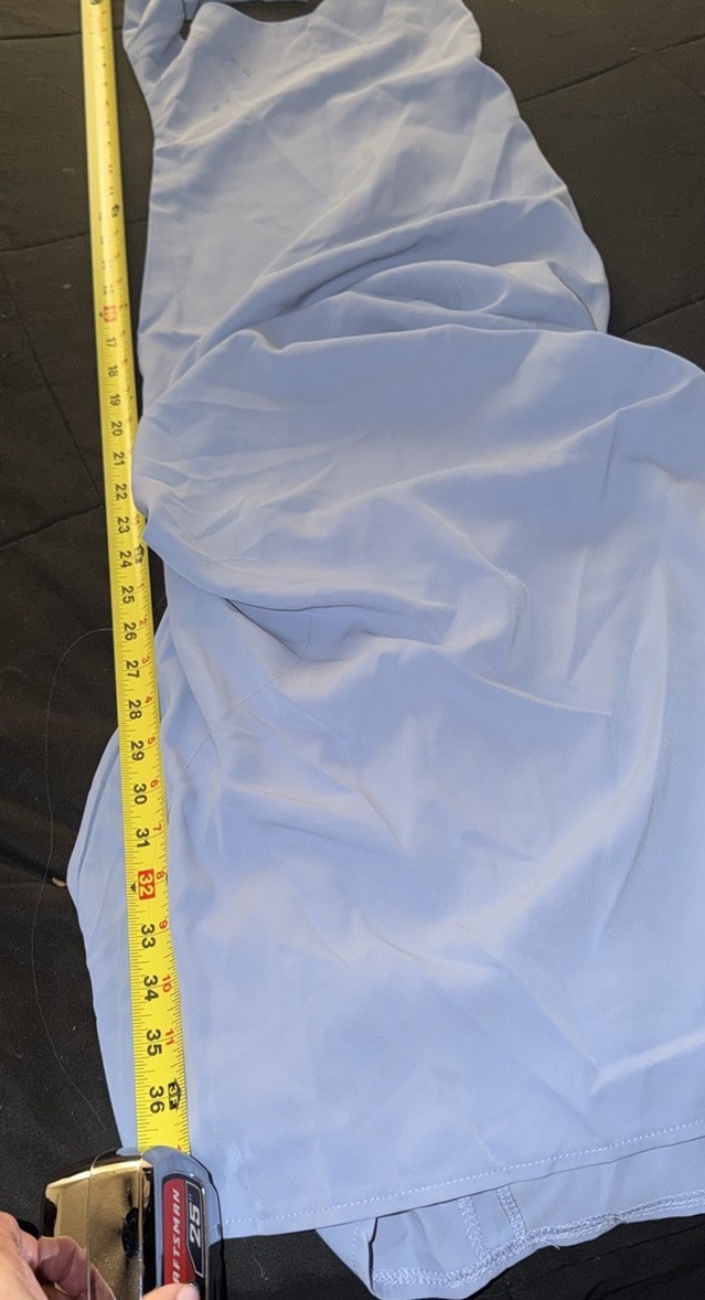 Women Blue Solid Polyester High Neck Sleeveless Mini Dress Regular Size S
