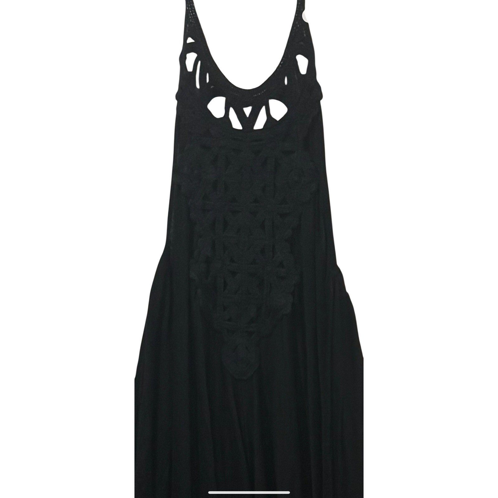 Rip Curl Womens Black Crochet Halter Handkerchief Hem Midi Dress GDREP7 XS