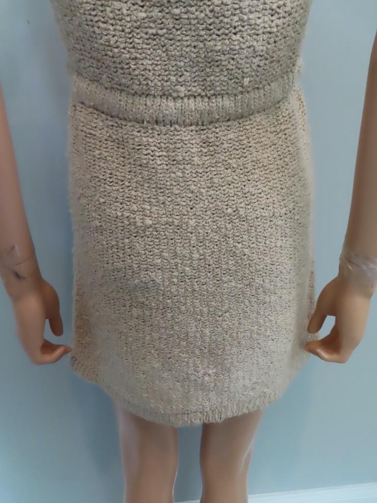 PRADA Beige Silk Boucle Construction Mini Dress Size 36/US 0