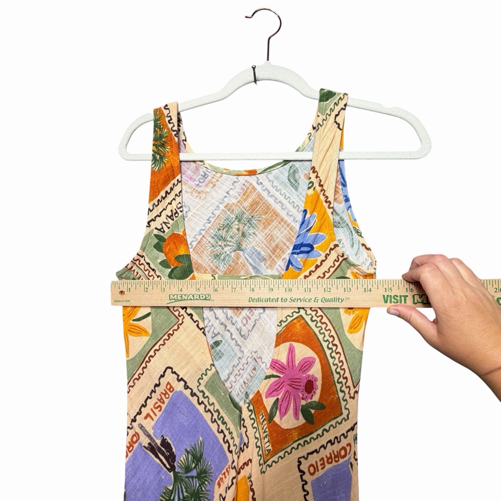 NWT Small Paper Heart Anthropologie Linen Blend Floral Post Card Maxi Dress S