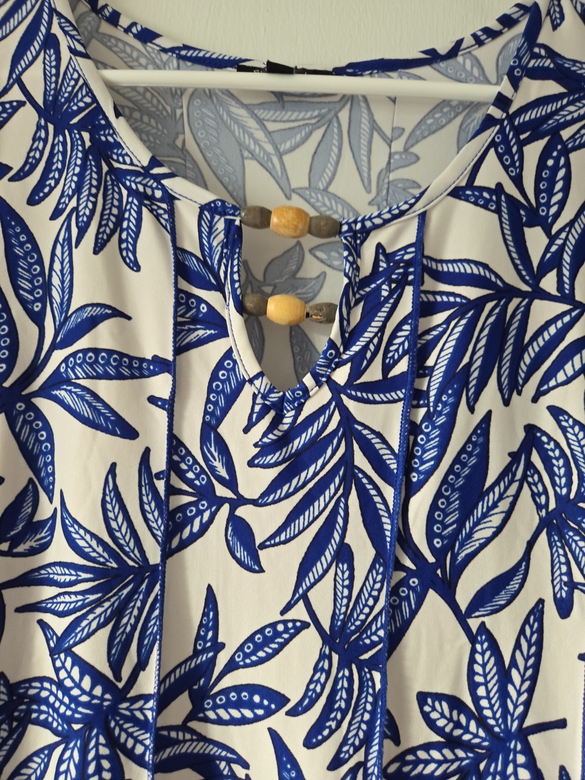 Womens Spring Summer Sami & JO Blue White Palm Leaf Dress Beautiful XL