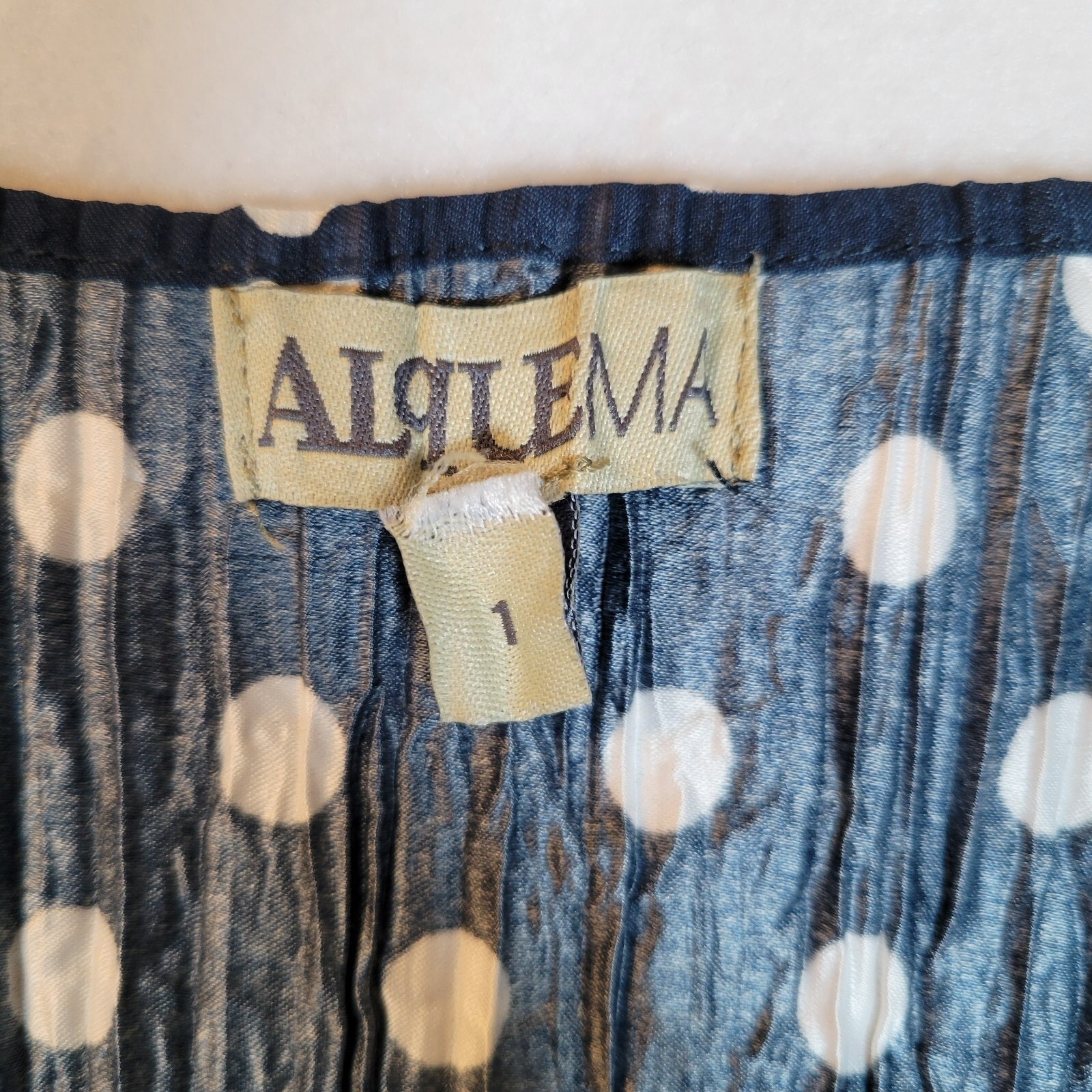 Alquema Womens Smash Pocket Crinkle Midi Dress Size 1 Blue Polka Dot Retro