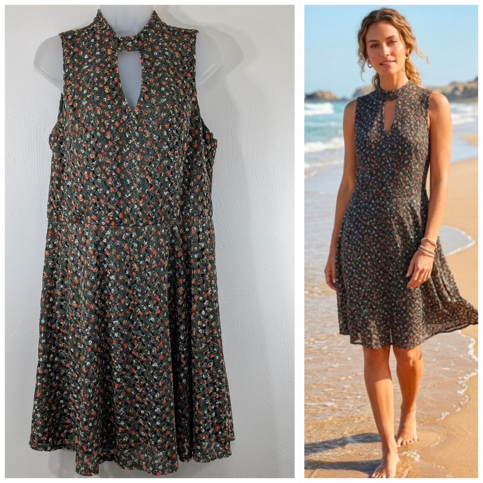 Exhilaration XL Dress Ditsy Floral Sleeveless Fully Lined Beachy Any day Wear