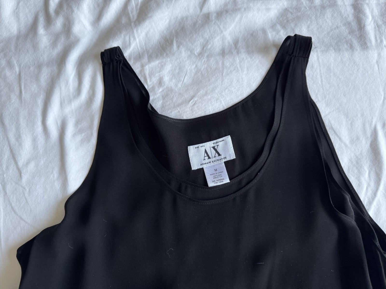 A|X Armani Exchange Vintage 90’s Black Silk Tank Swing Dress Size M