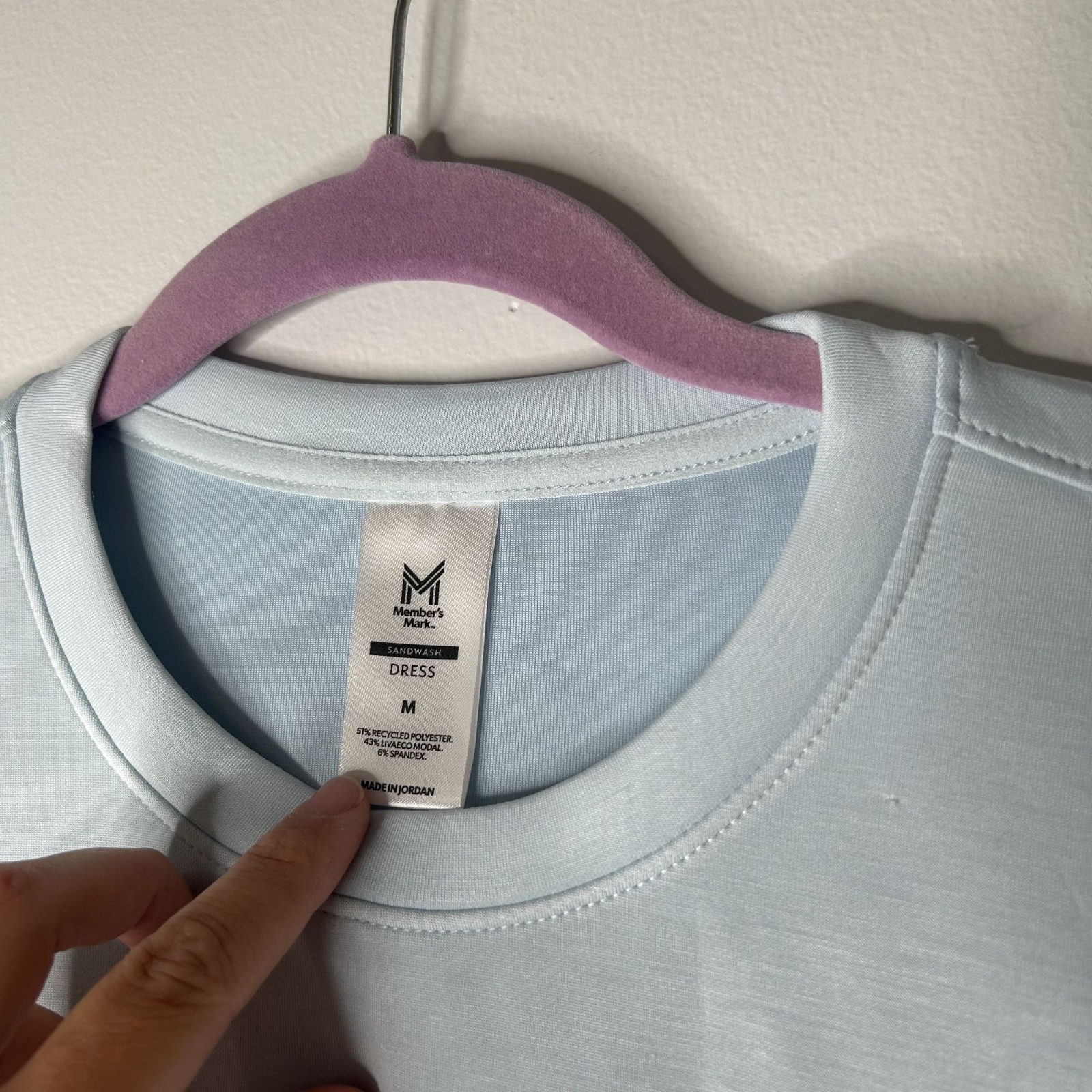 NWT Member’s Mark Light Blue Sandwash Short Sleeve T-Shirt Dress Women’s Medium