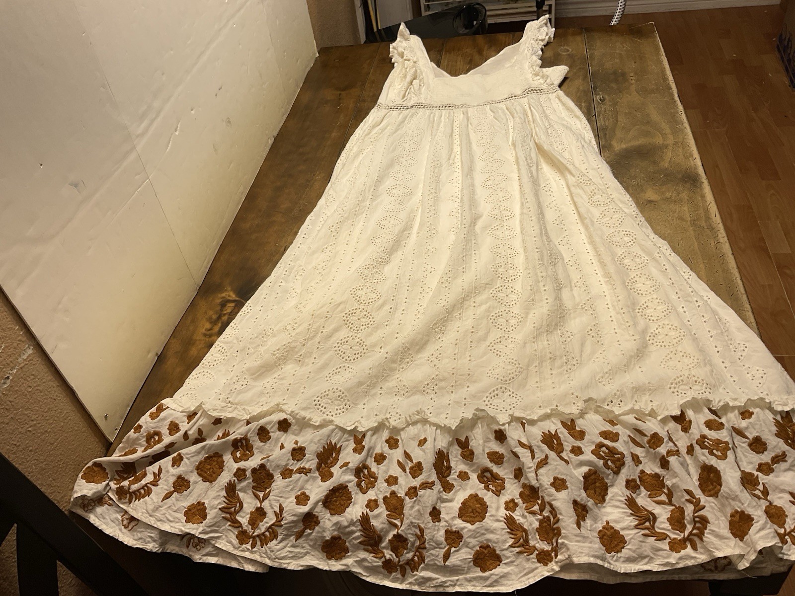 Anthropologie Allison New York Esperanza Embroidered Eyelet Maxi Dress Large