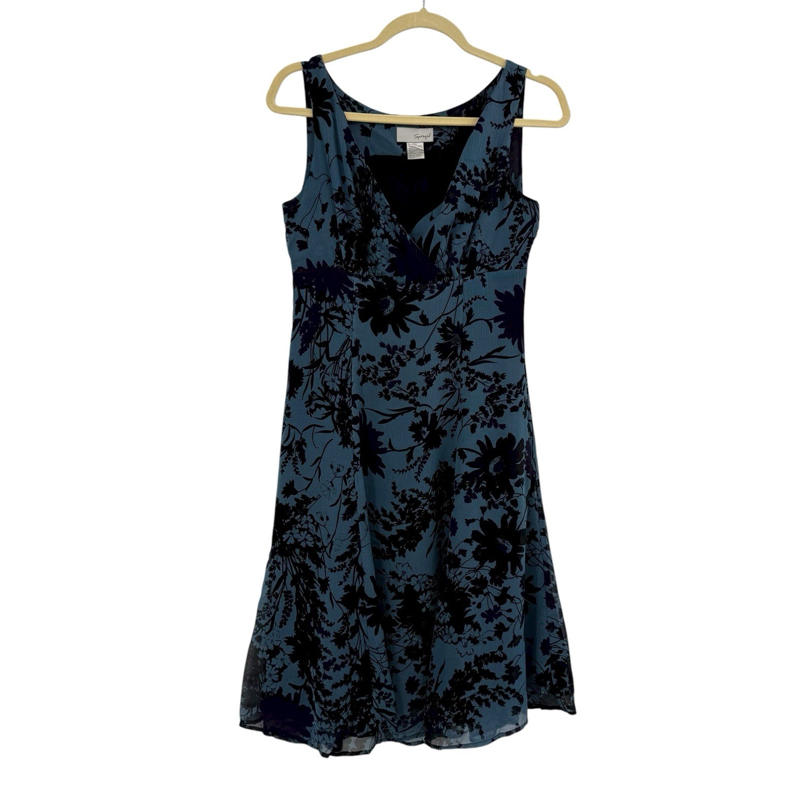 Spiegel Silk Slip Midi Dress Sz 4 Dark Floral Y2K Romantic Coquette Blue Purple