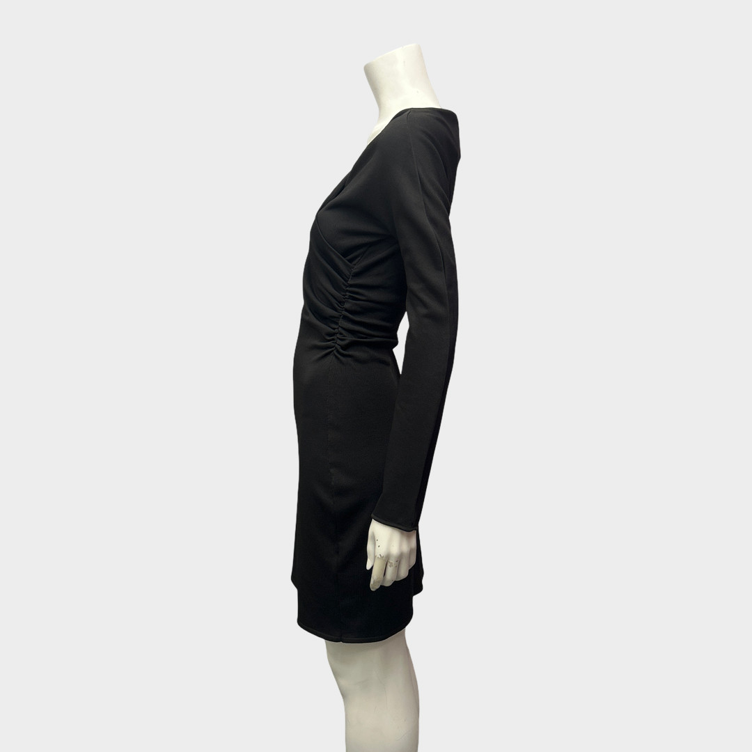 Bottega Veneta Dark Brown Wrap Knit Mini Dress, Size UK8