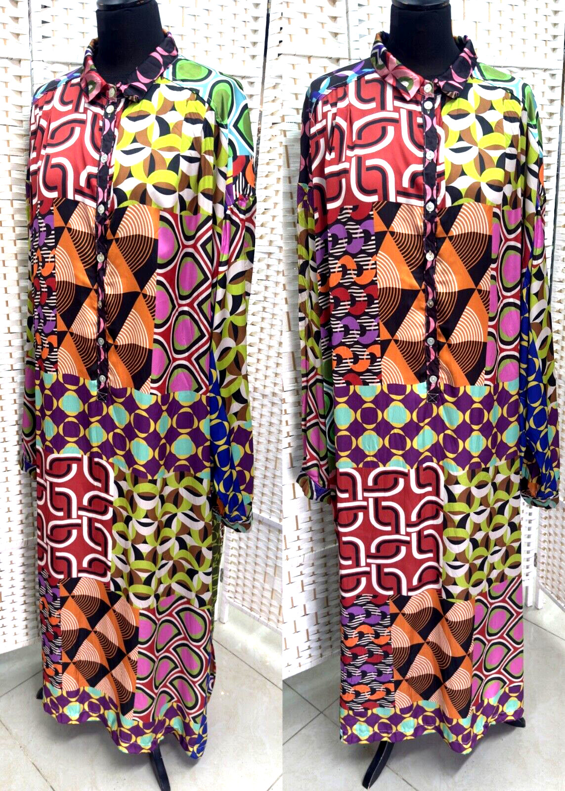 ALAMBIKA FULL LENGTH COLOURFUL DRESS SIZE – 8 – MADE IN ISRAEL.