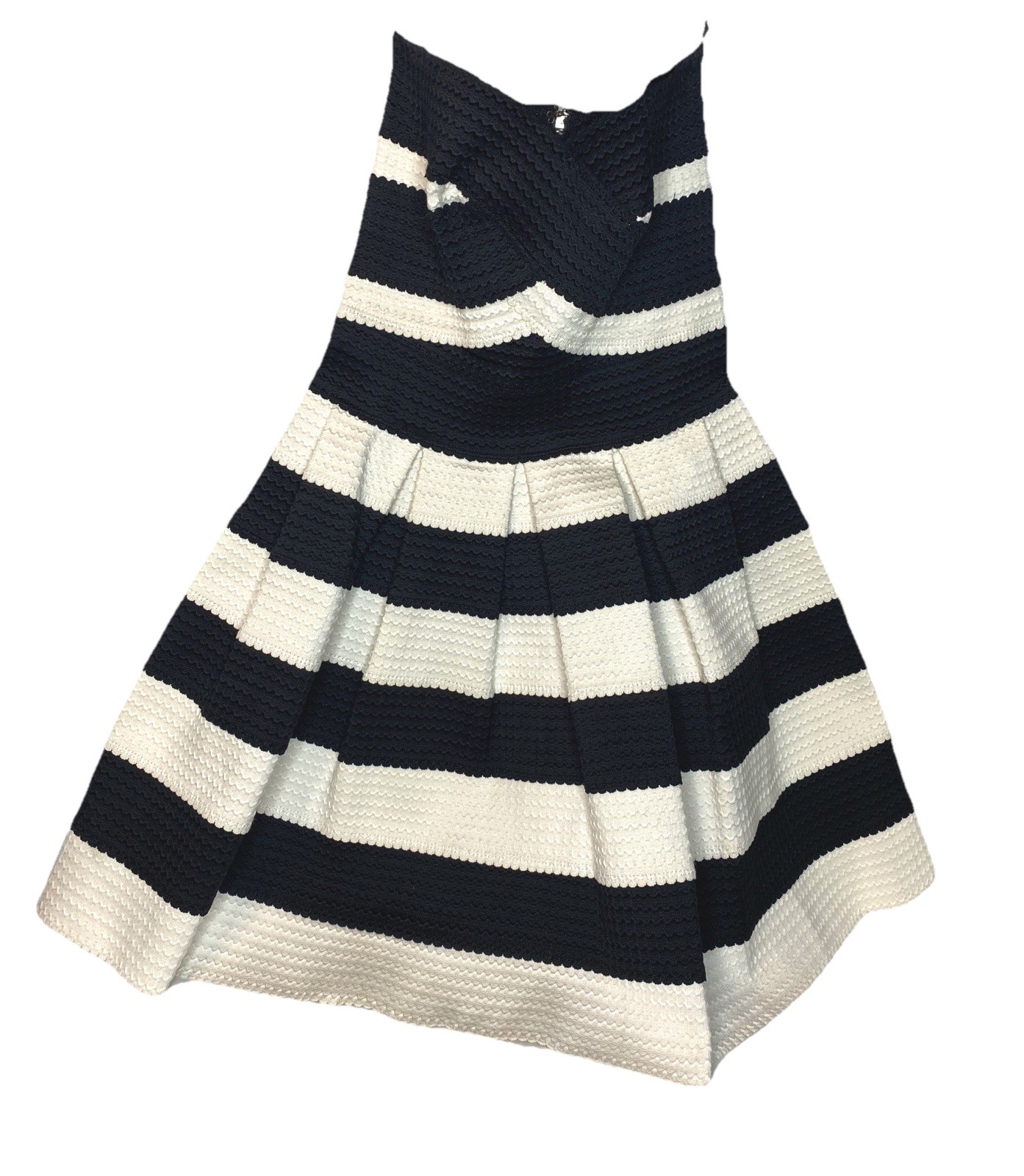 Alythea Strapless Bandage Dress Black White Striped Fit Flare Skater Cocktail S