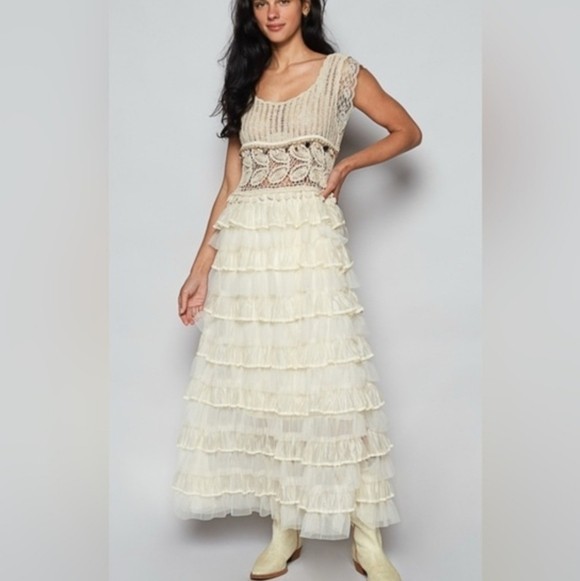 POL Crochet Patterns in Stride Dress in Natural Coastal NEW One Size