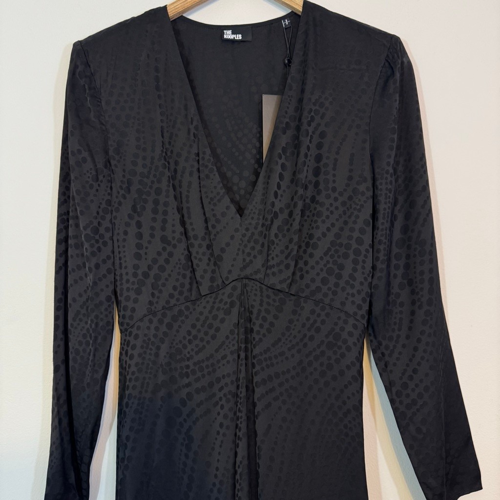 THE KOOPLES Dot Jacquard Empire Waist Maxi Dress Black – Size Small