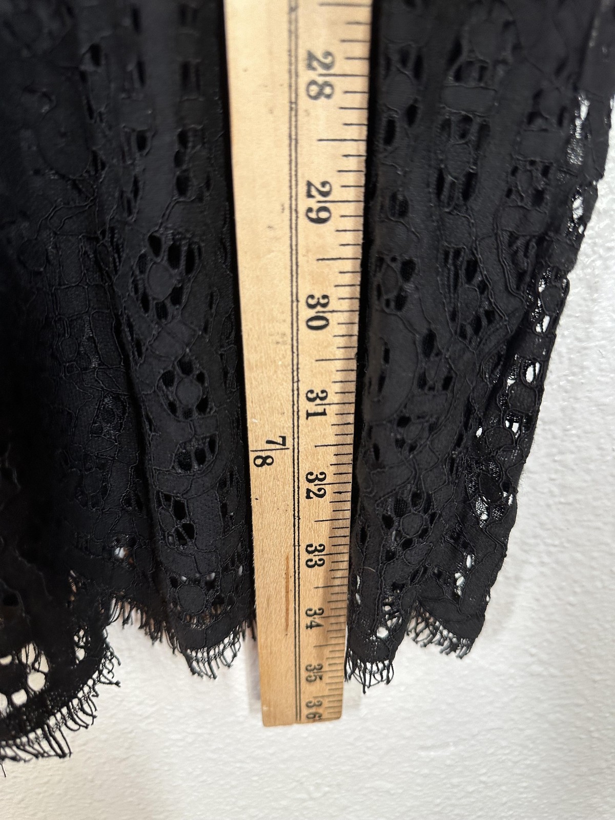 IRIS Los Angeles Dress Womens Large Black Lace Long Sleeve Pleated Bell Cuffs