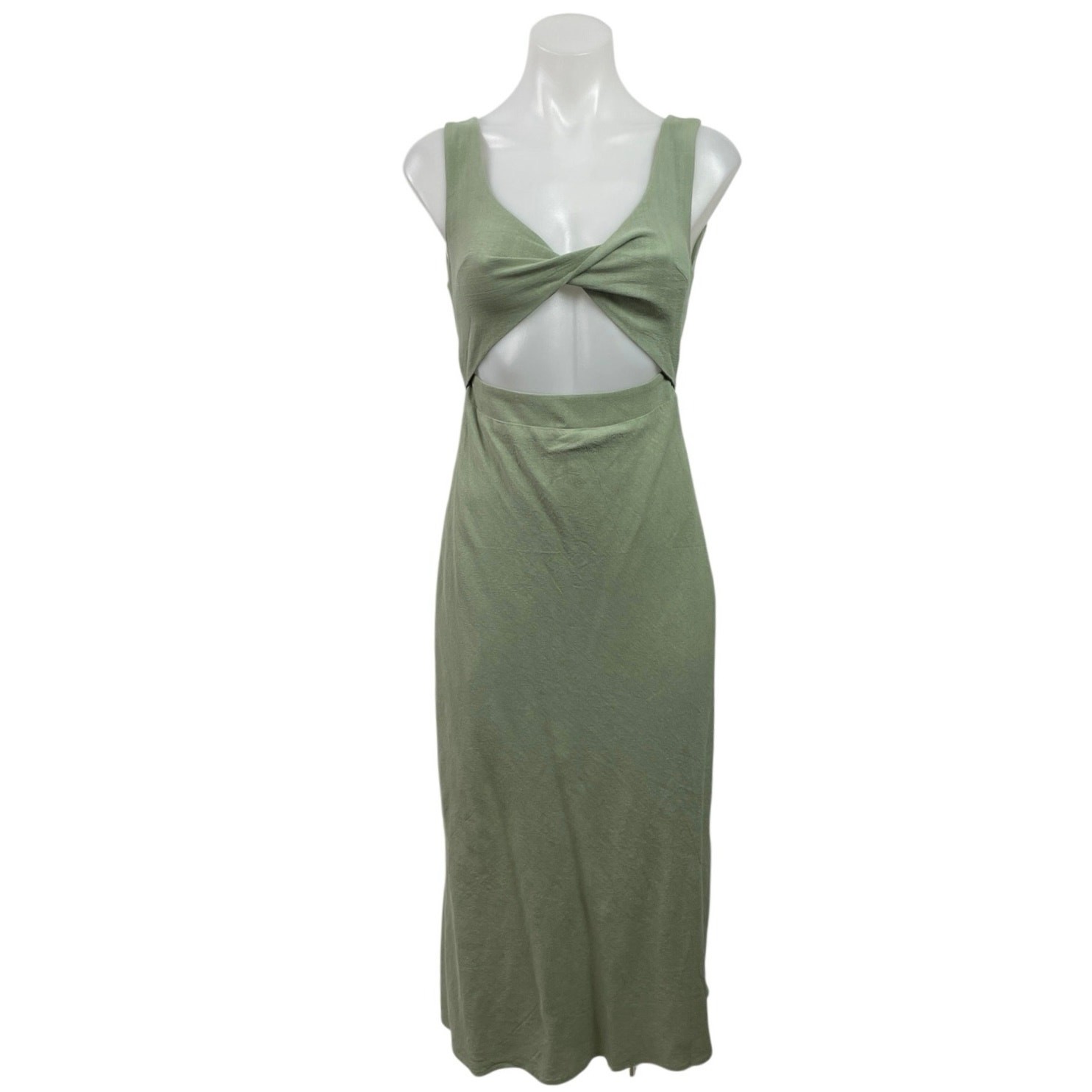 NEW Petal & Pup Apollo Green Sleeveless Twist Cut Out Maxi A-Line Tank Dress XS
