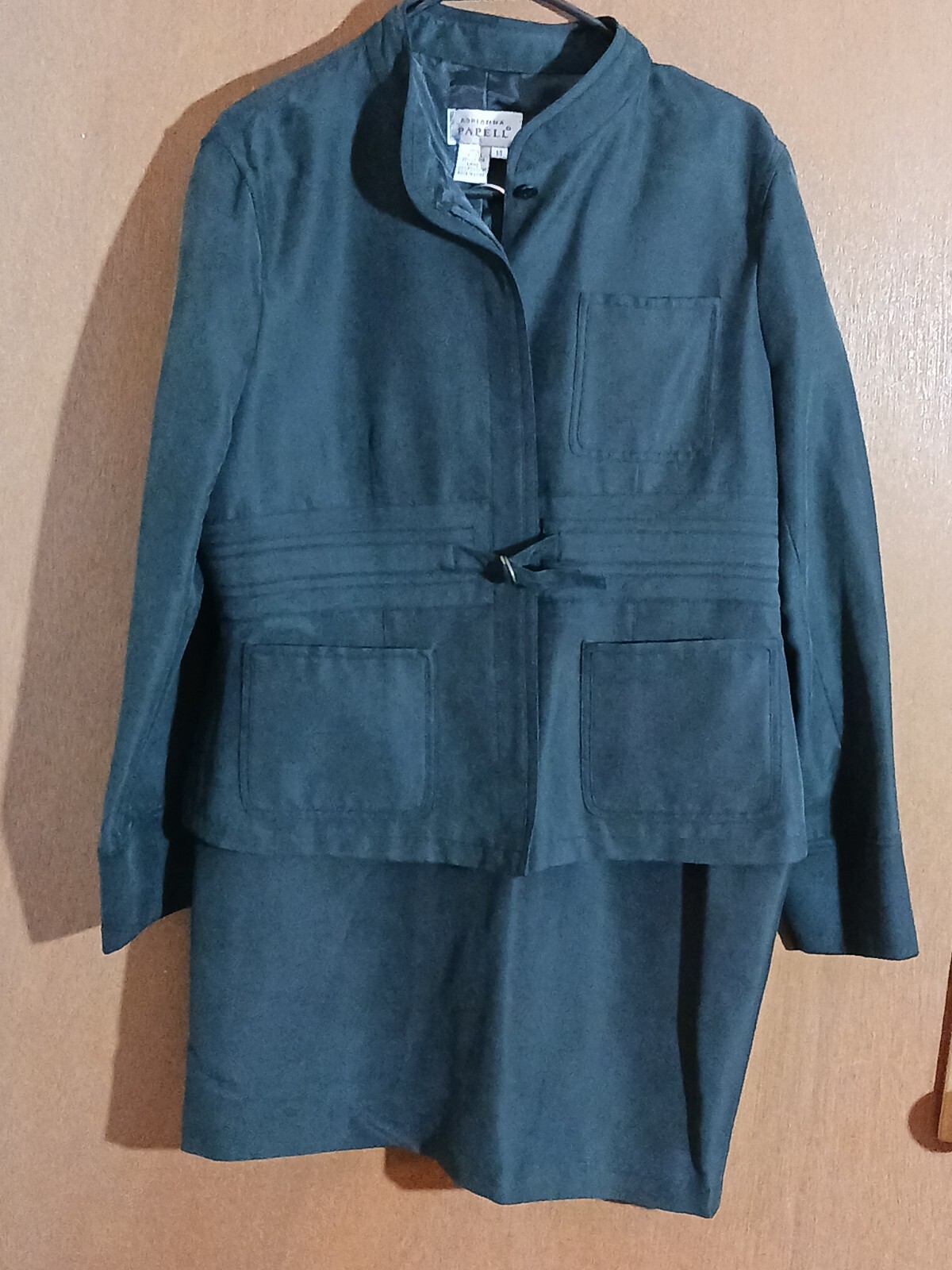 VTG Adrianna Papell Silk Blend Skirt Jacket 2 piece Military Business QUALITY