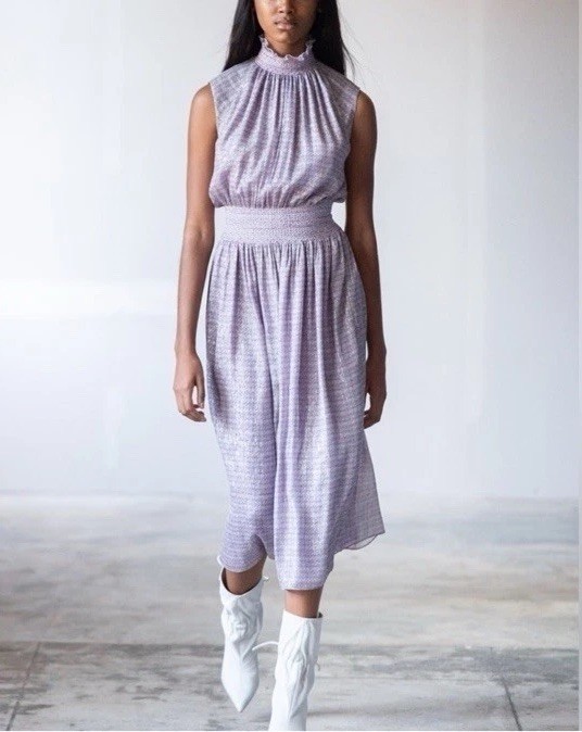 Adam Lippes New York Smocked Dress Chiffon Lavender Silk Victorian S Luxury USA