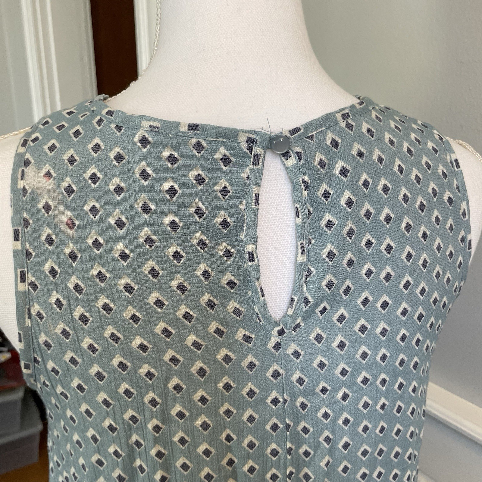 Naif Blue Summer Dress Size Small Geometric Pattern Sleeveless Shift SEE PICS