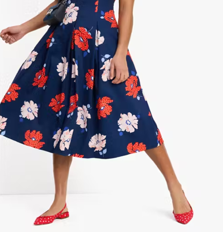 Kate Spade Dotty Floral Faille Cocktail Dress in French Navy sz 4, 6, 10 $498