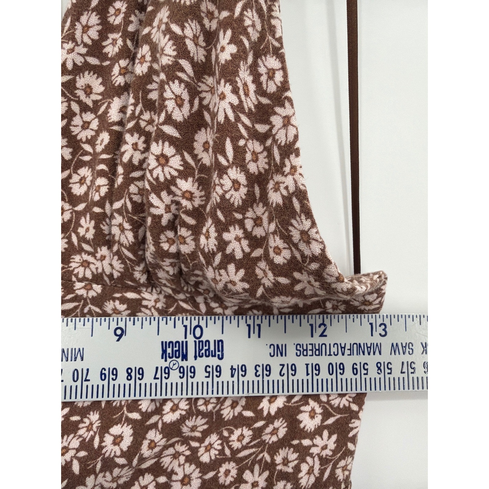 Cotton Candy LA Brown Floral Halter Mini Dress V-Neck Smocked Back Small