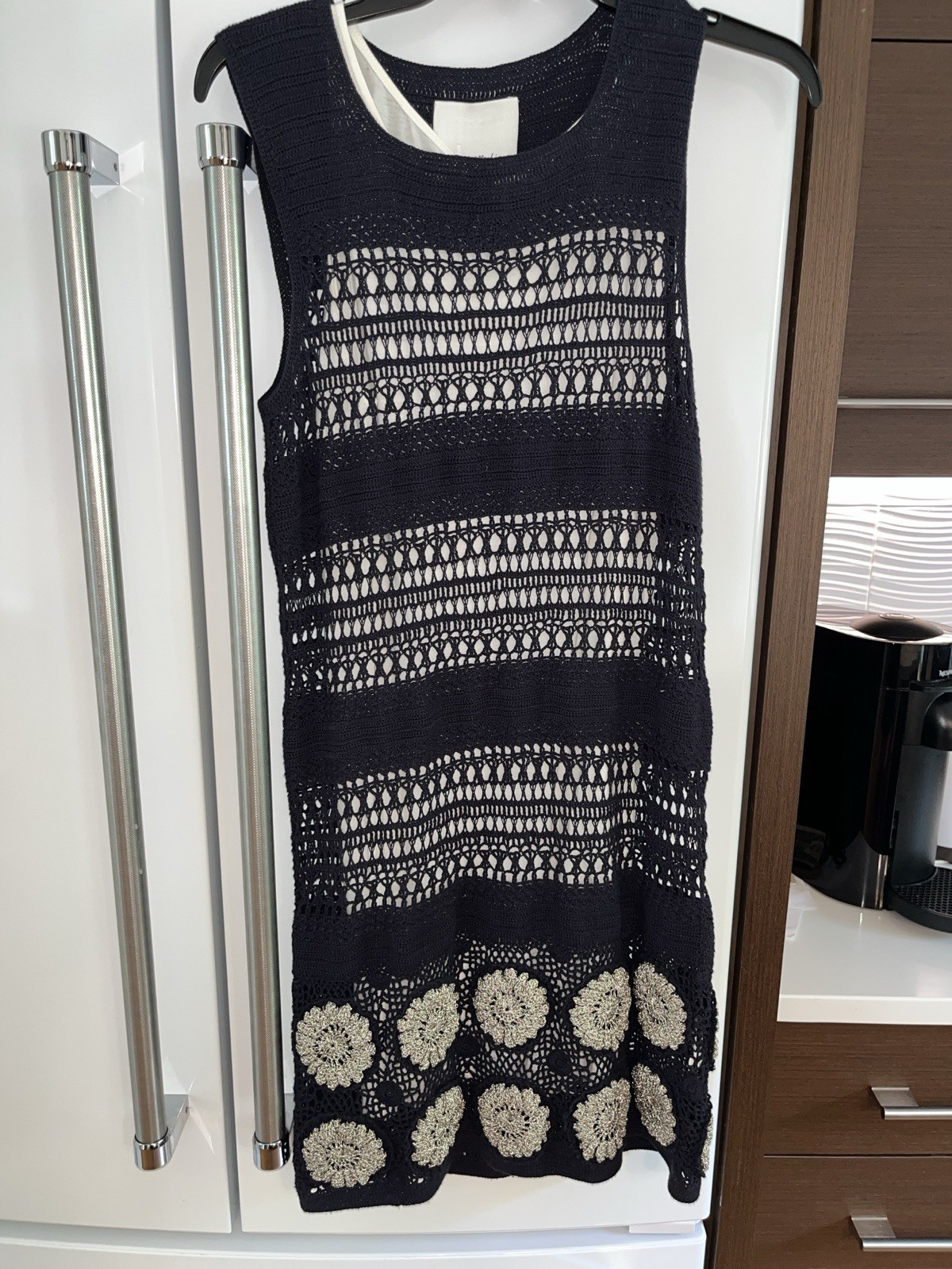 3.1 Phillip Lim…. Navy Blue Crochet Dress / Gold Medallion…Sz S