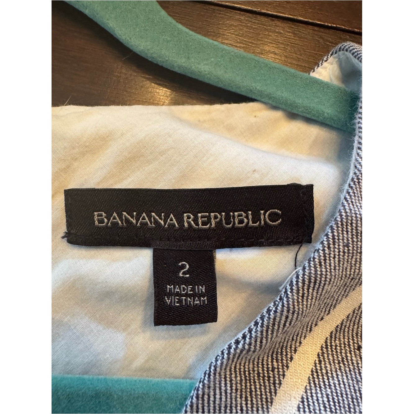 Banana Republic womens Gray & White Striped Classic Midi Wrap Dress linen blend