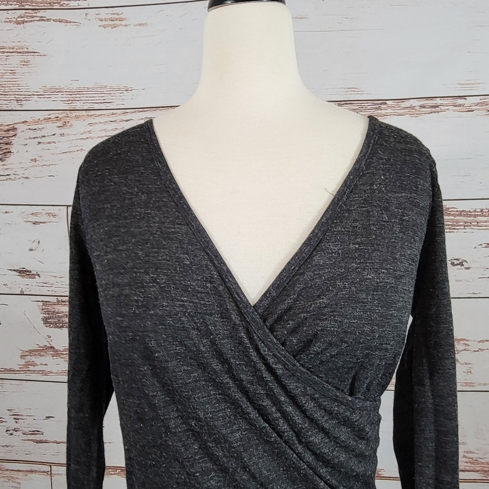 Prana Nadia Dress Grey Wrap Long Sleeve Size Small