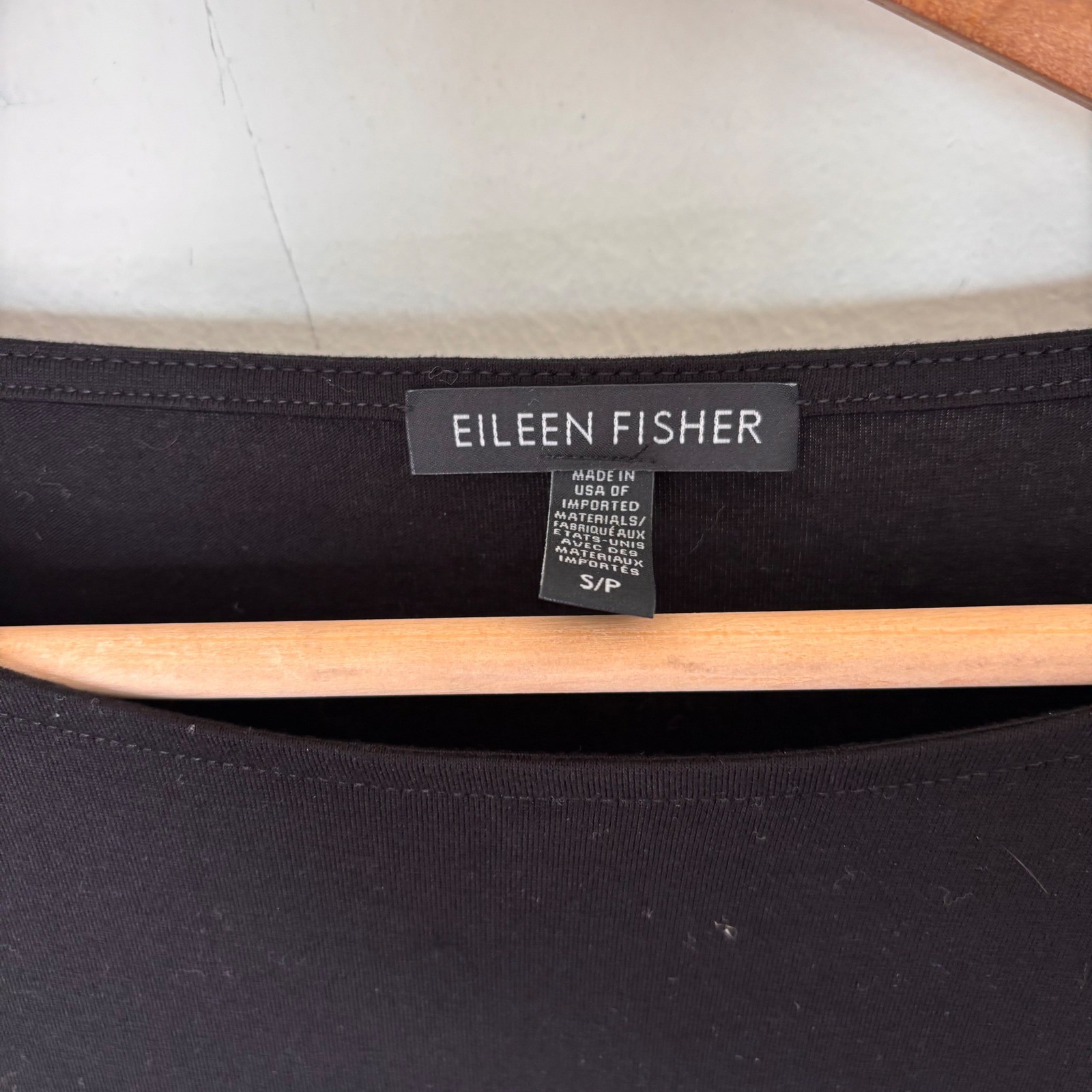 Eileen Fisher Tencel Lyocell Spandex Black Tee Shirt Relaxed fit Size Small