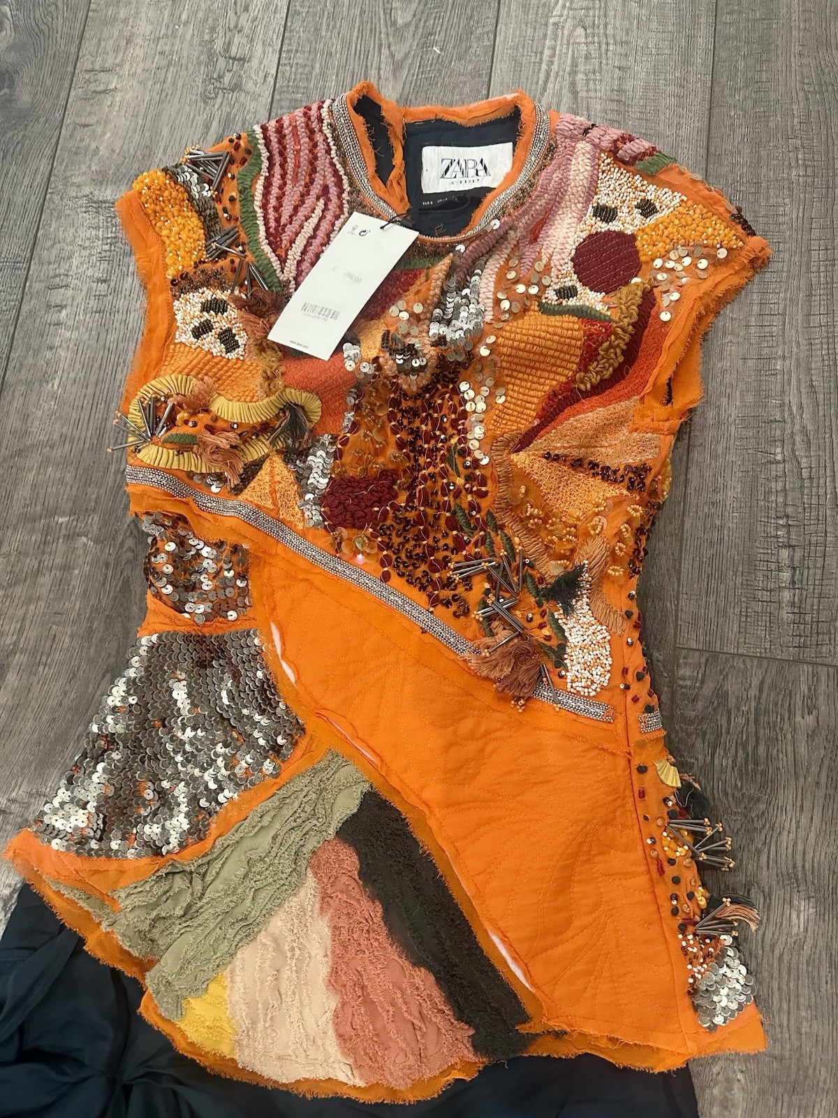 ZARA ATELIER BEADED DRESS LIMITED EDITION ORANGE NWT Size Small