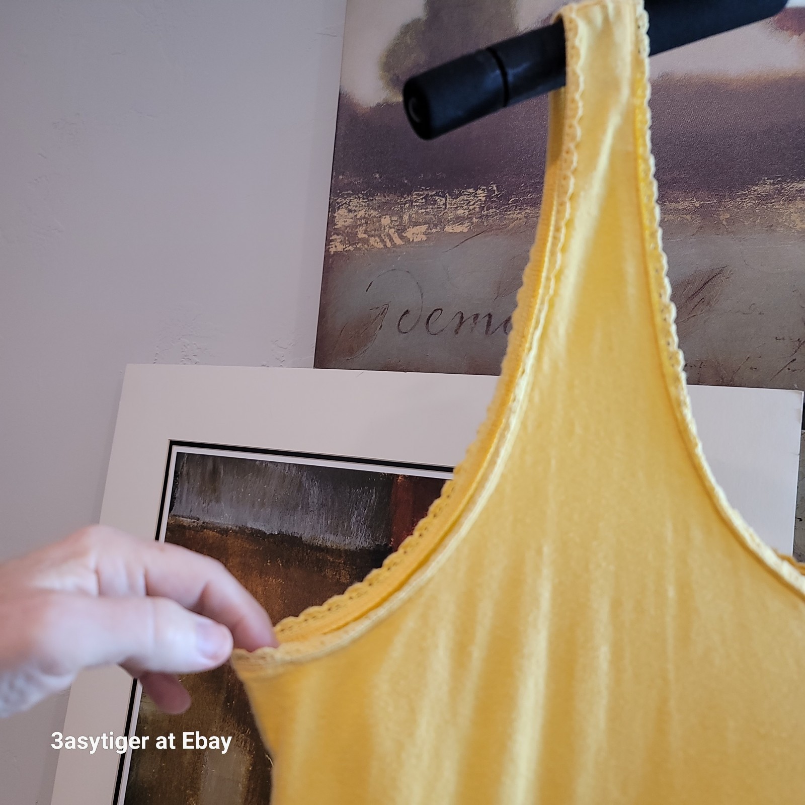 American Eagle Knit Sundress Tank Lace Women XL Yellow Cottagecore Boho Peasant