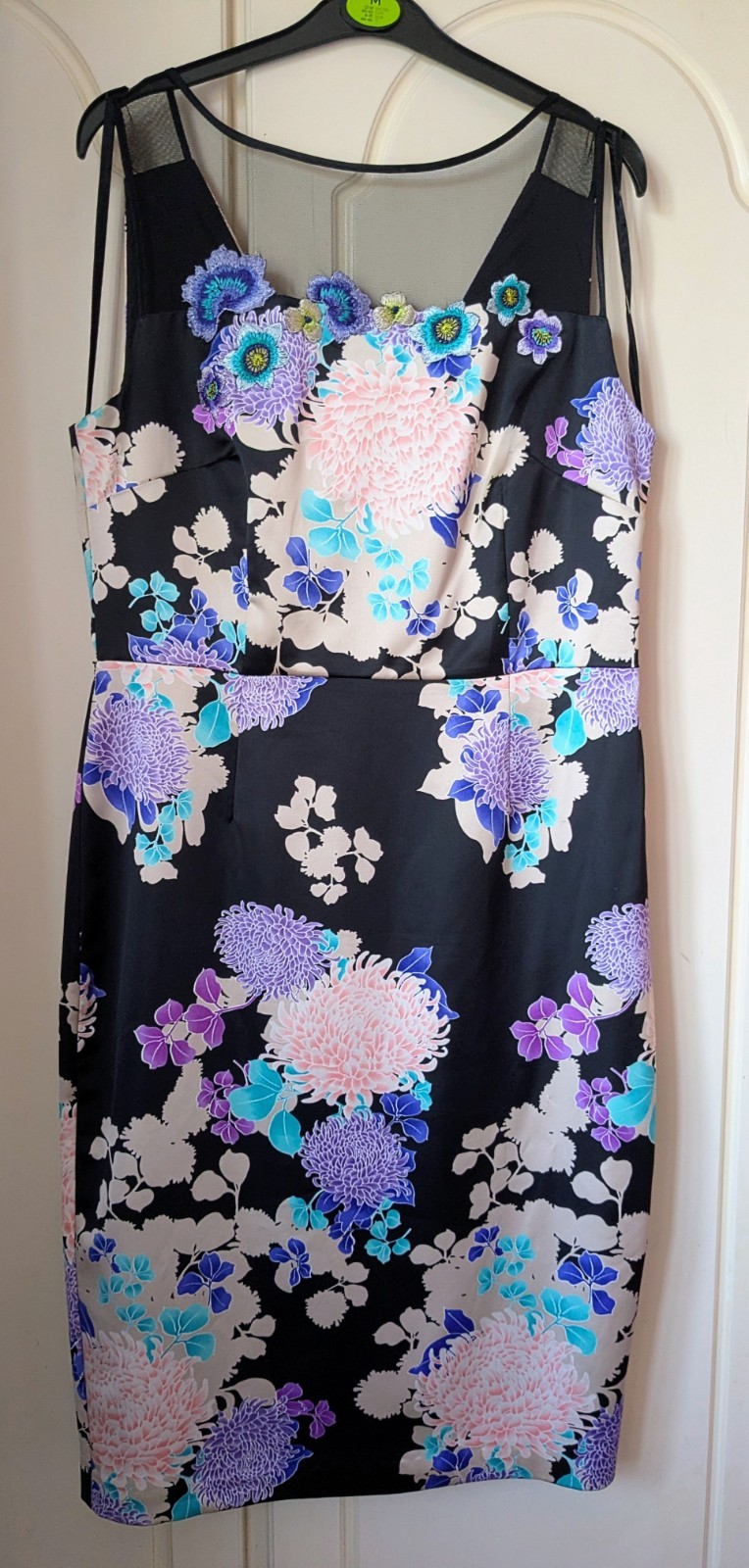 Coast Size 14 Mesh Detail Floral Sleeveless Occasion Dress