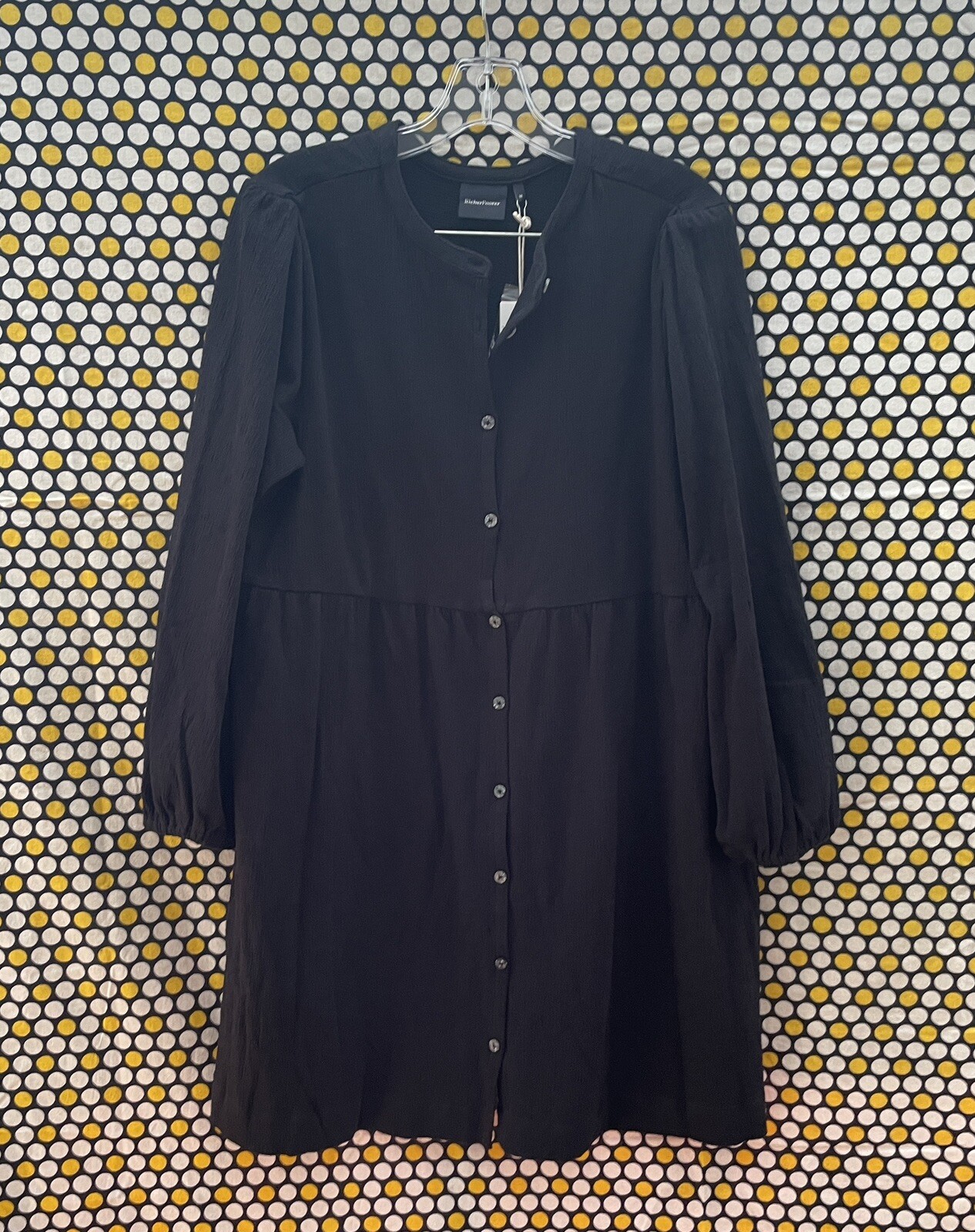 Richer Poorer Womens Black Size M Cloud Button Up Long Sleeve Shirt Dress Frock