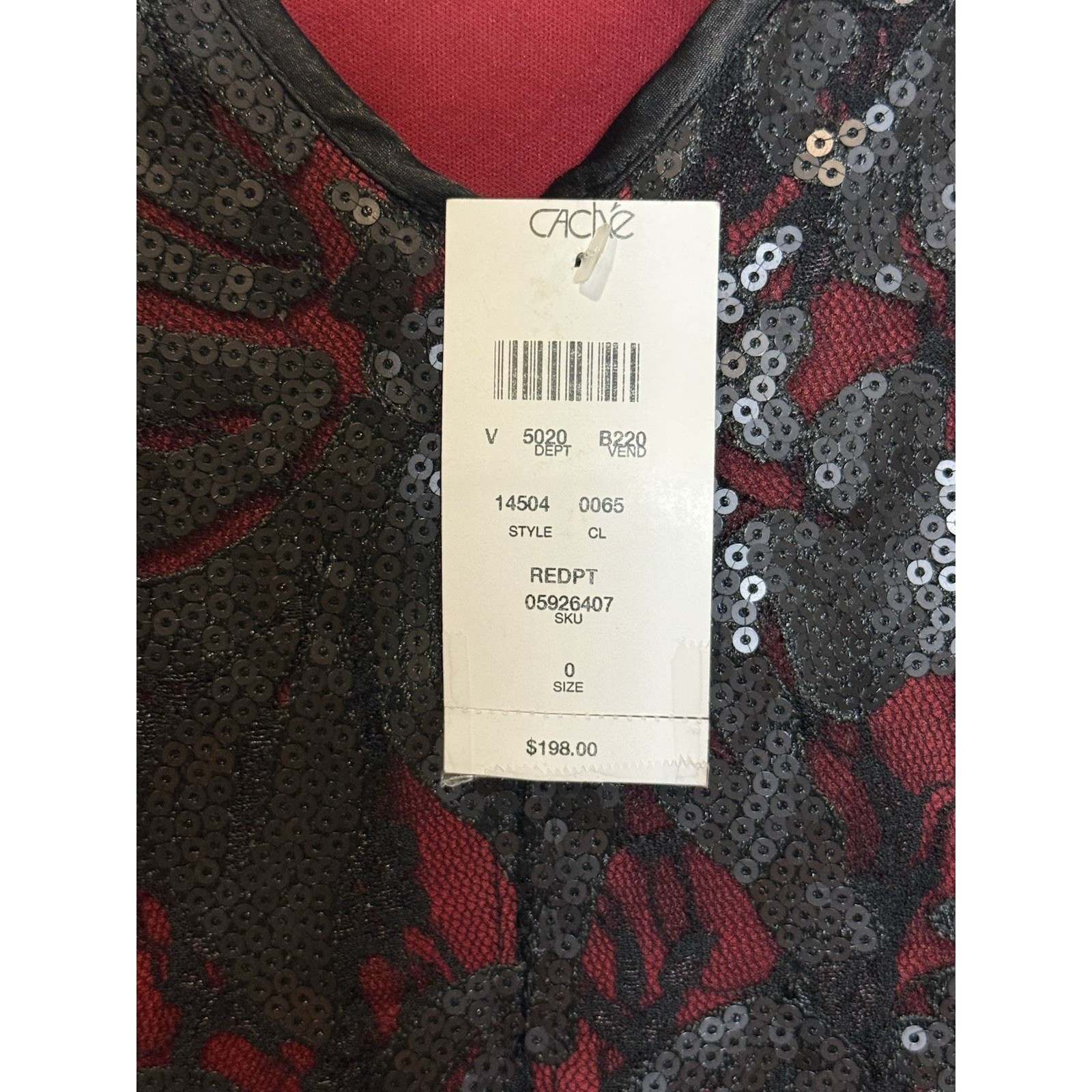 NWT Cache Size 0 Dark Romantic Glam Party Dress Red Black Mesh & Sequins