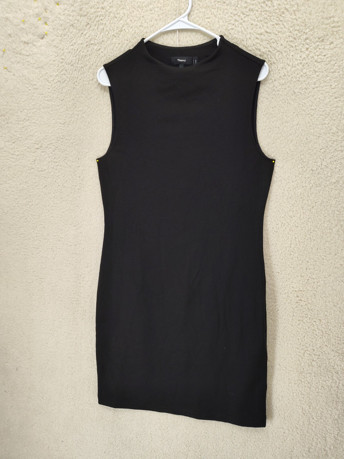 Theory Women Dress Large Black Viscose Blend Sleeveless Crew Neck Knee Length