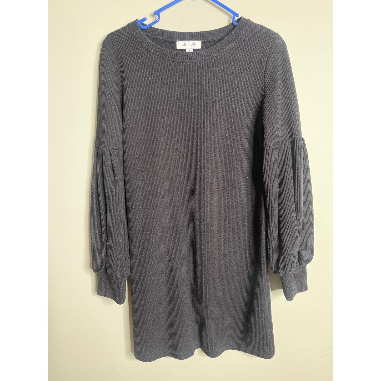 She and Sky Ribbed Sweater Dress Medium