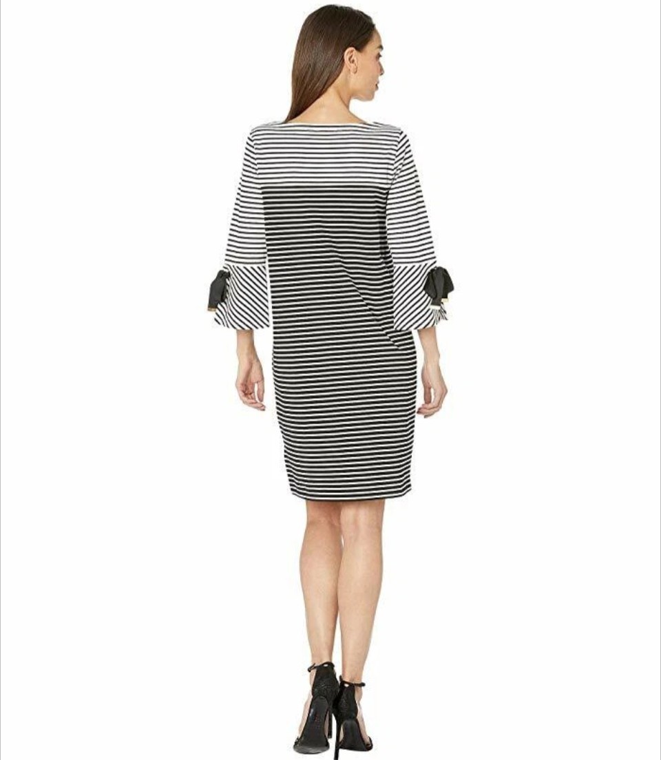 Lauren Ralph Lauren Womens Black White Striped Dress 2X