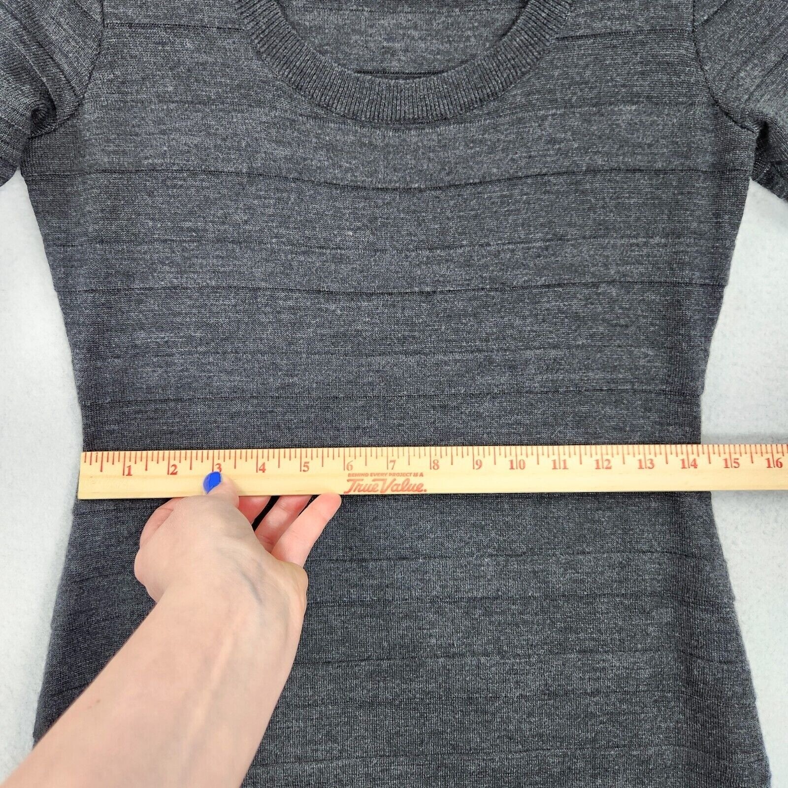 Calvin Klein Dress Womens Small Gray Wool Blend Short Sleeve A Line Sheath Knit