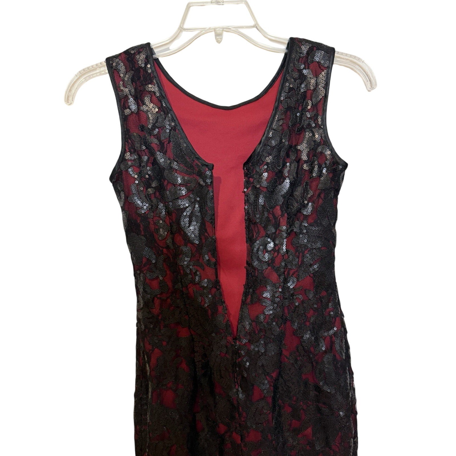 NWT Cache Size 0 Dark Romantic Glam Party Dress Red Black Mesh & Sequins