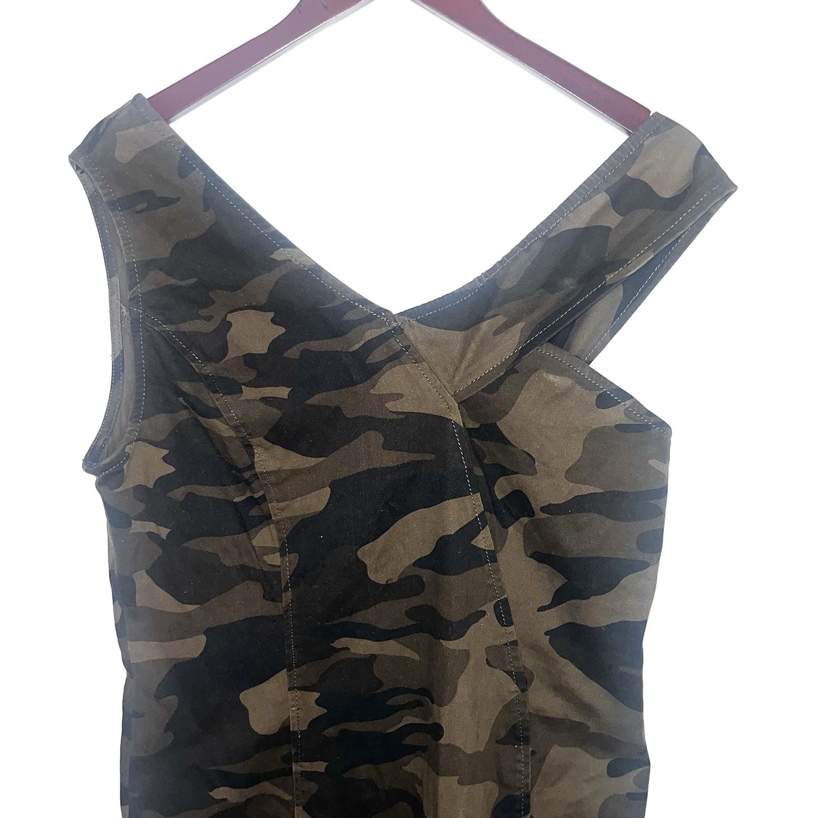 New York & Company One-Shoulder Olive Camo Bodycon Dress Sz Medium
