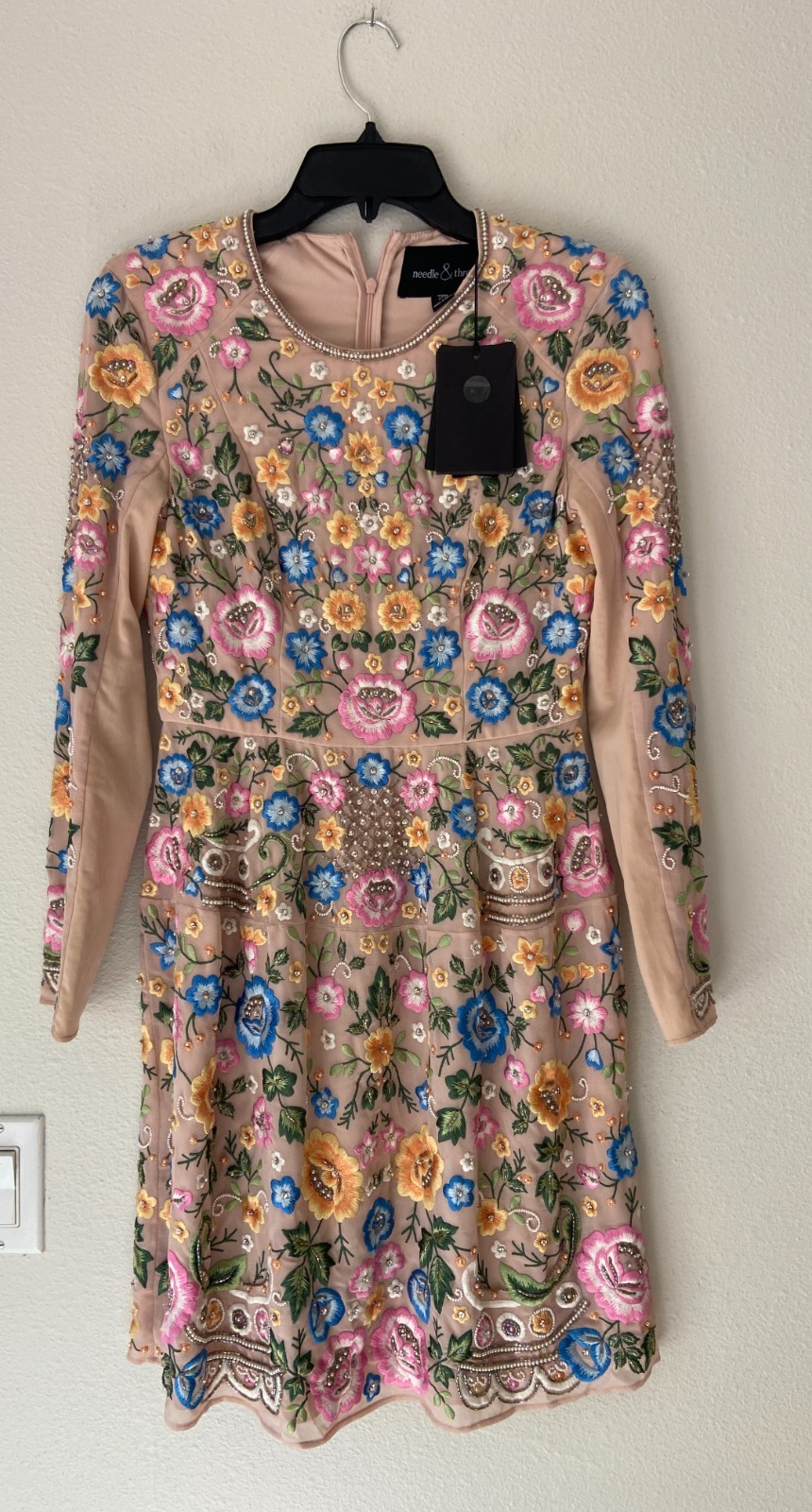 NEW $699 Needle Thread Beaded Dress Floral Sequin FLORMAL SZ 6