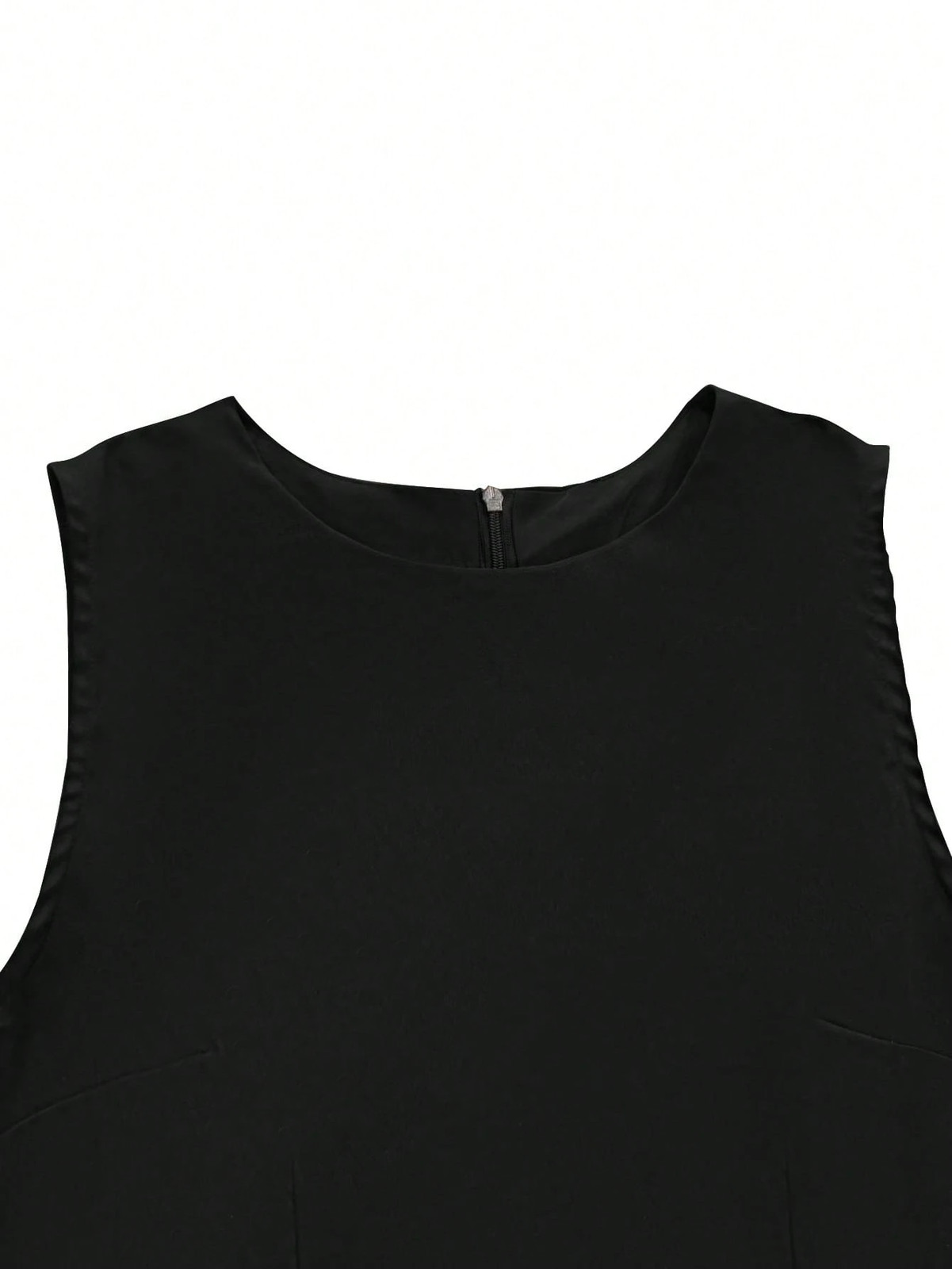 Elegant sleeveless dress with round neckline, backless, tie design, figure