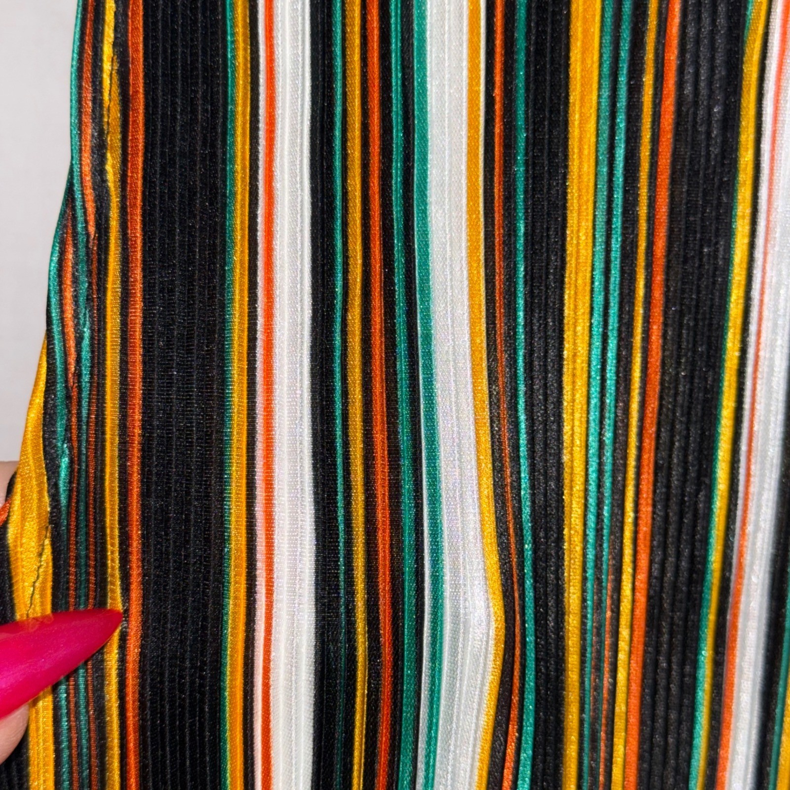Pull&Bear Plisse Striped Midi Dress M Multicolor Sleeveless Retro Crinkle Pleats
