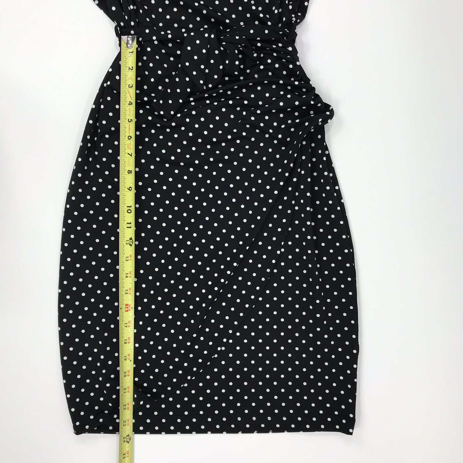 Uttam Boutique London Wrap Effect Sz 10 Dress Polka Dot Black White New