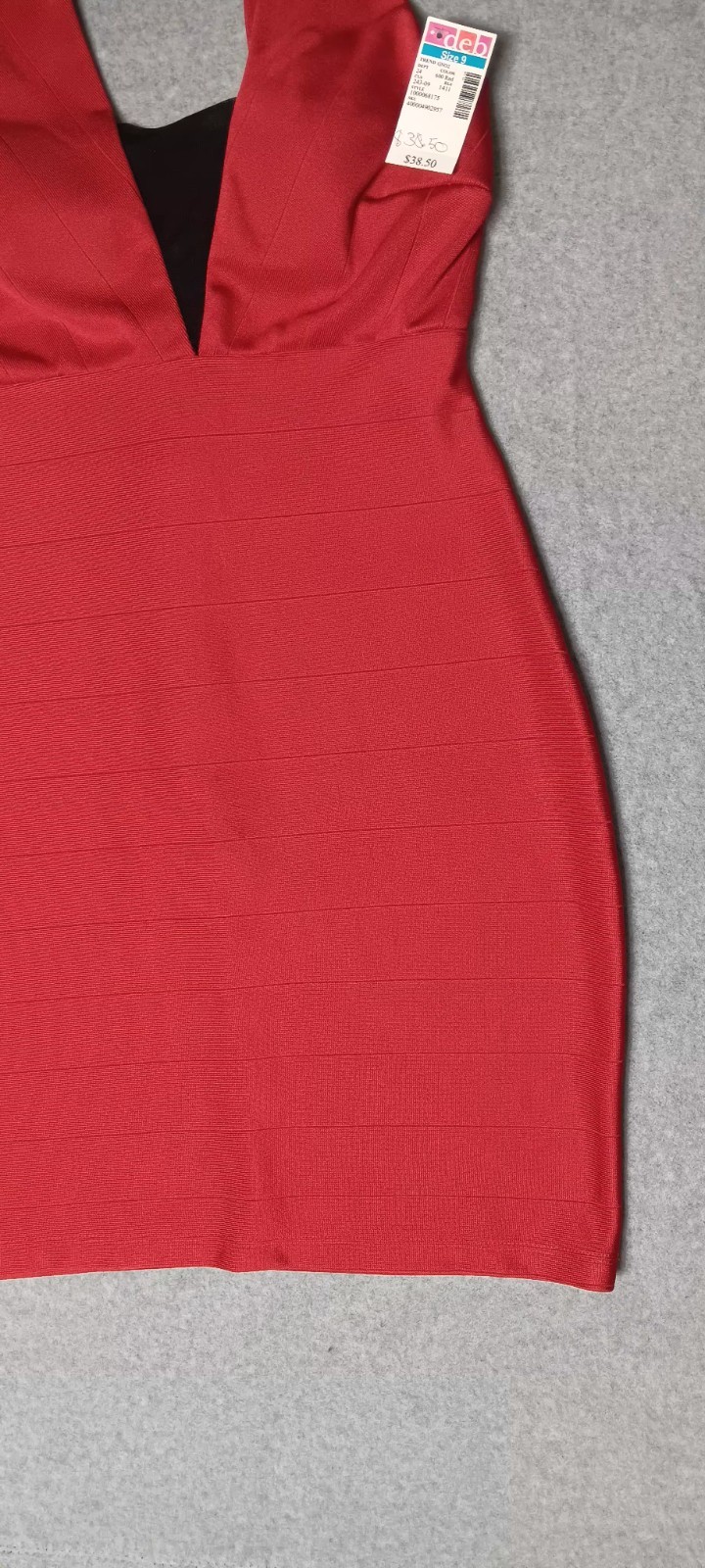 NWT! Deb Mini Slip Dress Womens Size 7 Red Mesh Vneck Button Zip Up Formal…