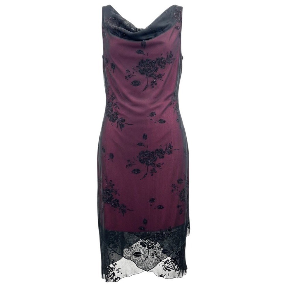 Byer Too Y2K Black Lace Pink Slip Dress Whimsigoth Dark Coquette Fairy Goth